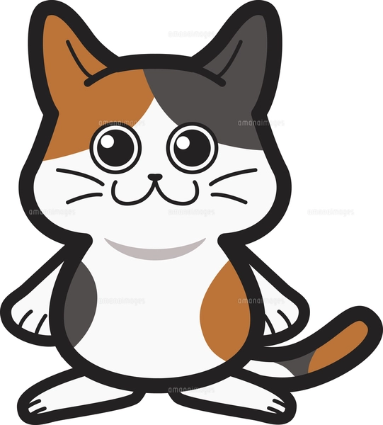 猫のかわいい手描き水彩イラストセット 猫の手描きイラスト素材