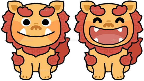 シーサー(ペア)のイラスト素材 [FYI07898046] | ストックフォトの