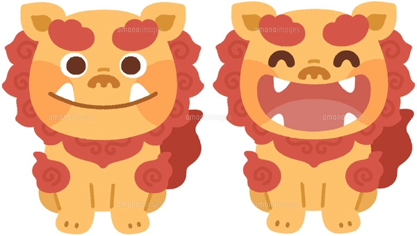 【ザビちゃん】【原画肉筆】シーサーペア シーサー(ペア)のイラスト素材 [FYI07898048] | ストックフォトの