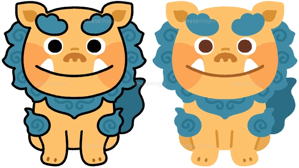 シーサー(ペア)のイラスト素材 [FYI07898048] | ストックフォトの