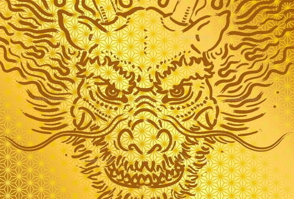 金色のドラゴンの絵 雄大な黄金色の中国ドラゴンイラストイラスト素材透過、PNGフリー画像