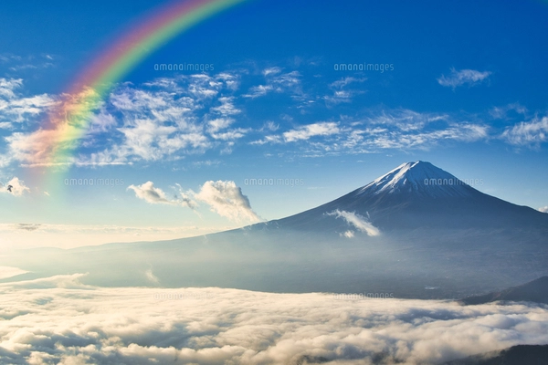 新道峠より朝の雲海と富士山の写真素材 [FYI07929690] | ストック