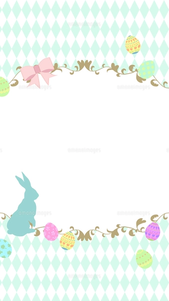 イースター用のかわいいフレーム背景 ピンクダイヤ柄のイラスト素材