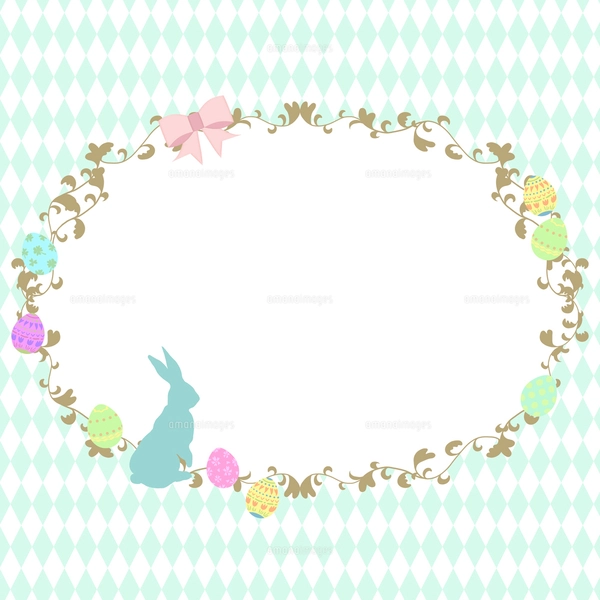イースターカラータグ♡フォトフレーム♡ イースター用のかわいいフレーム背景 ピンクダイヤ柄のイラスト素材