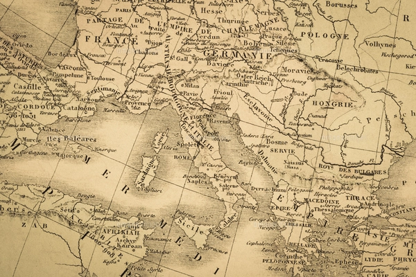アンティークの世界地図 ヨーロッパ大陸の写真素材 [FYI07966851
