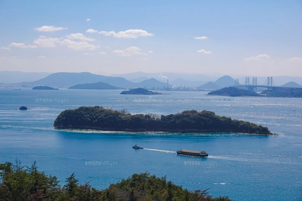 鷲羽山から瀬戸内海の見晴らし（岡山県倉敷市）の写真素材