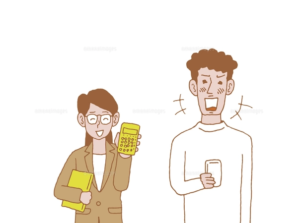 商談中の客と営業マンの上半身ポーズ5のイラスト素材