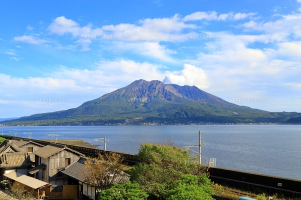 仙厳園(磯庭園)と桜島 鹿児島県の写真素材 [FYI08117987] | ストック