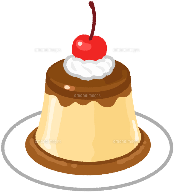 さくらんぼが乗ったプリンのイラスト素材 [FYI08218512] | ストック