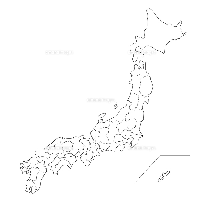 日本地図（地方区分）県境線あり 白地図のイラスト素材 [FYI08219272