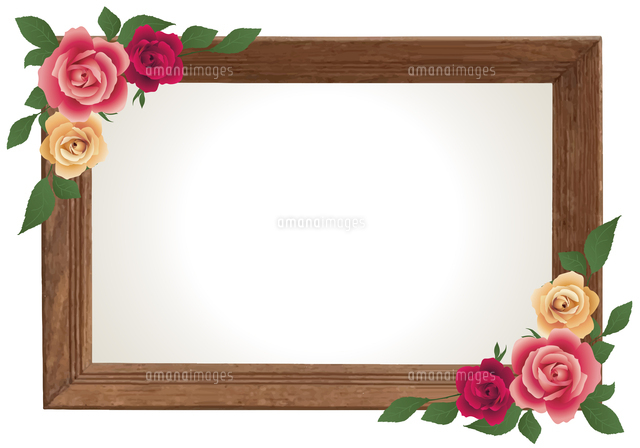バラの木製フレーム（ピンク系）のイラスト素材 [FYI08225073