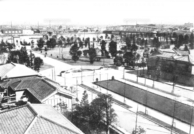 古写真 1931-1933年 東京 日本橋の浜町公園と新大橋のパノラマの写真