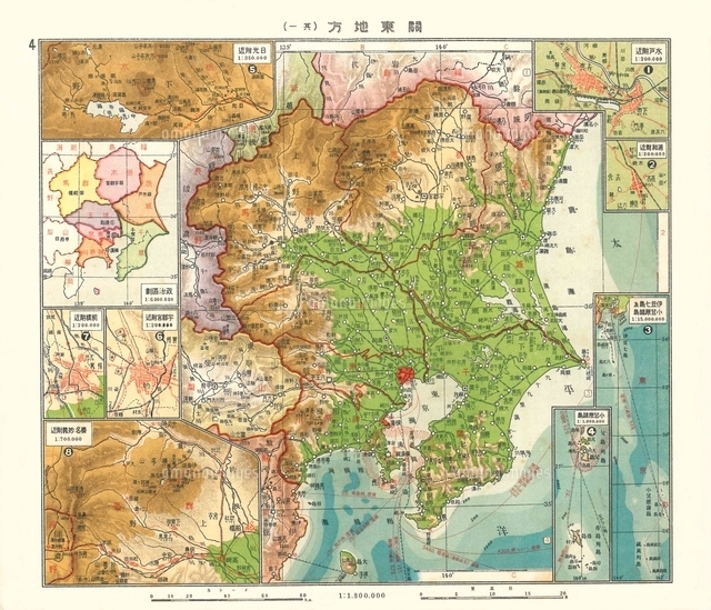 古地図 1920年の関東地方のイラスト素材 [FYI08312599] | ストック