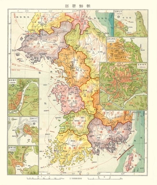 古地図 1920年の朝鮮半島（日本統治時代）のイラスト素材 [FYI08313675