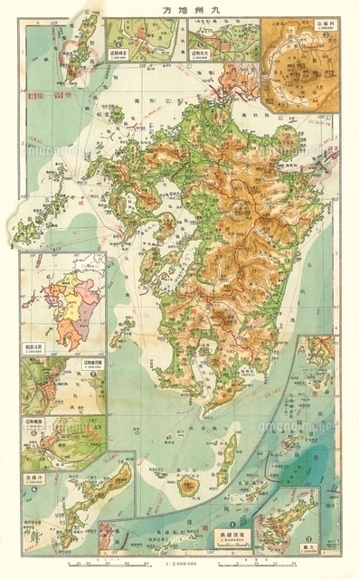 古地図 1920年の九州地方のイラスト素材 [FYI08313680] | ストック